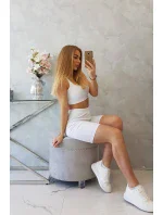 Souprava s kalhotami s vysokým pasem bílá Souprava s kalhotami s vysokým pasem bílá