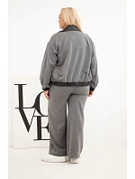 Dámský komplet Plus Size s mikinou na zip a širokými kalhotami grafitový Dámský komplet Plus Size s mikinou na zip a širokými kalhotami grafitový