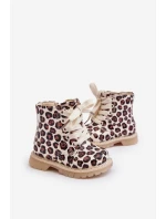 Ošetřené dětské boty na zip Bežovo-hnědé Dolida