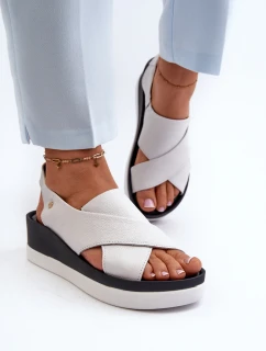 Zazoo 40256 Kožené Sandály Na Klinu Bílé