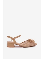 Dámské sandály na klínku s ozdobným detailem tmavě béžové Vionessa