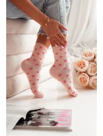 Skarpetki Damskie W Drobne Kwiatuszki Brzoskwiniowe