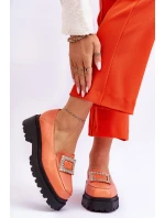 Pohodlné kožené mokasíny oranžové Agathę Pohodlné kožené mokasíny oranžové Agathę