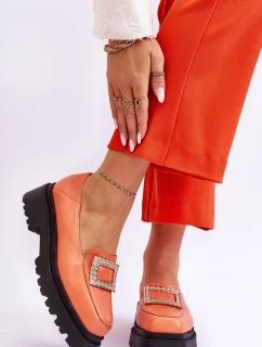 Pohodlné kožené mokasíny oranžové Agathę