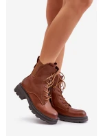 Zateplené boty workery na zip hnědé Leairae