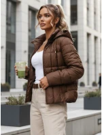 Dámská prošívaná bunda s kapucí hnědá FashionStreet TY5590 Dámská prošívaná bunda s kapucí hnědá FashionStreet TY5590