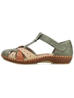 Dámské pohodlné sandály na suchý zip se zabudovanou špičkou zelené Rieker M1655-54