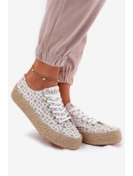 Vzorované Dámské Tenisky Na Platformě S Pletením Lee Cooper LCW-25-08-3648L Bílá-Zlatá