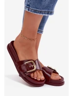 Dámské pantofle s zlatou sponou bordové Rosivana