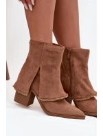 Dámské kotníkové botky na podpatku Idalia – světle hnědé Dámské kotníkové botky na podpatku Idalia – světle hnědé