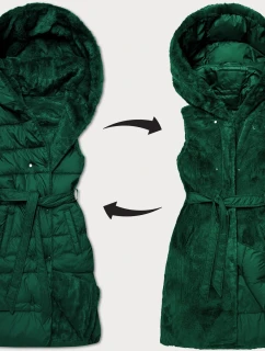 Tmavě zelená hrubší oboustranná péřovo-kožešinová vesta Minority (P3-6035-33)