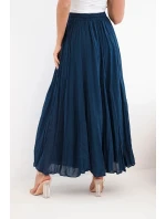 Dámská maxi bavlněná sukně s gumičkou v pase námořnická modrá