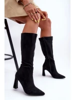 Na Sloupku Zamszové Kozáky Černé Adrolio Na Sloupku Zamszové Kozáky Černé Adrolio