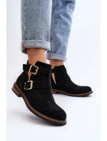 Dámské boty na ploché podrážce s pásky černé Melviana