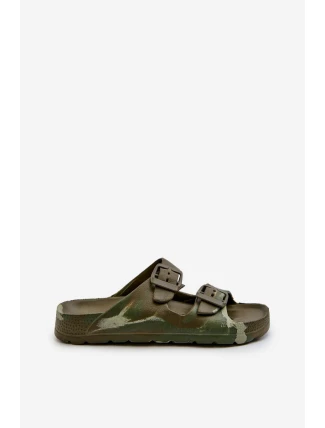 Lehké Dětské Pěnové Žabky S Sponami Tmavě Zelené Adirnaca