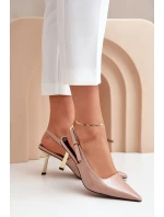 Lakované Lodičky S Otevřenou Patou Béžové Filona