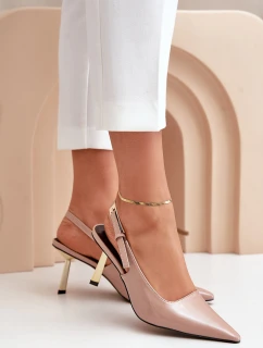 Lakované Lodičky S Otevřenou Patou Béžové Filona