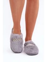 Dámské Pantofle S Kožíškem A Nápisem Šedé Kalelia