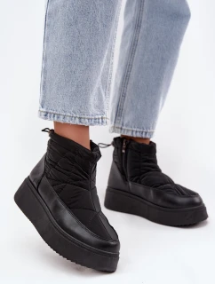 Dámské zimní boty na platformě vyhřívané kožešinkou černé Tahlira