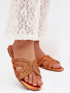 Dámské ploché oranžové pantofle Fariella