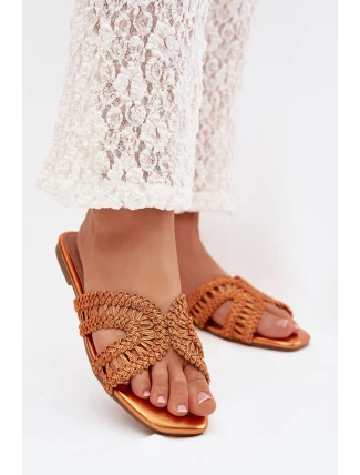 Dámské ploché oranžové pantofle Fariella