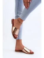 Dámské pantofle z eko kůže na plochém podpatku, zlatá Maliha