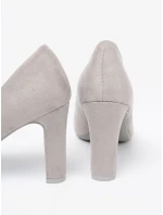 Stylové dámské  lodičky šedo-stříbrné na širokém podpatku