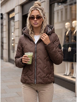 Dámská přechodová bunda s kapucí, hnědá, FashionStreet TY5772 Dámská přechodová bunda s kapucí, hnědá, FashionStreet TY5772