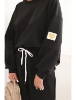 Dámský set máslový s volnou mikinou a kalhotami s nápisem LOVE černý