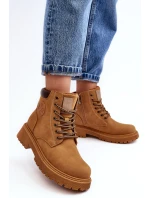 Kožené Ocouvané Botky Trapery Camel Felizia