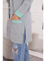 Dvoubarevná pelerína s kapucí 21679 mint+šedá - Kesi Dvoubarevná pelerína s kapucí 21679 mint+šedá - Kesi