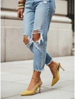 Dámské semišové jehlové boty s otevřeným podpatkem žluté FashionStreet ZY1383