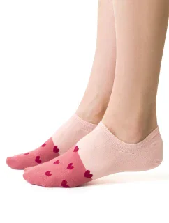 Steven 021 vzorované ponožky barva:růžová/hearts 059