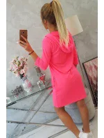 Šaty s kapucí a kapsami růžové neonové Šaty s kapucí a kapsami růžové neonové