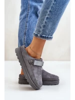 Dámské Teplé Pantofle S Kožešinou Na Platformě Šedé Azida