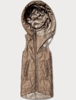 Cienki bezrękawnik z kontrastowym wykończeniem Goodlookin brązowy (B8583-101)