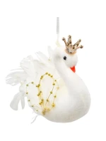 DEKORATIVNÍ ZÁVĚSNÁ LABUŤ 17CM ZLATÁ KŘÍDLA