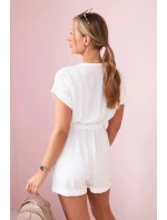 Krátký overal zavazovaný v pase ecru Krátký overal zavazovaný v pase ecru