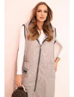 Dámská prošívaná vesta Plus Size s kapucí na zip fango