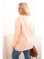 Dámská blůza Plus Size s lodičkovým výstřihem meruňková