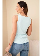 Dámská žebrovaná halenka na ramínkách s knoflíkem mátová Dámská žebrovaná halenka na ramínkách s knoflíkem mátová