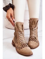 Zazoo 2695 děrované kožené boty Camel
