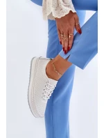 Kožené Sportovní Dámské Tenisky Beige Lalnai