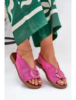 Ploché sandály s ozdobou růžové Haliones Ploché sandály s ozdobou růžové Haliones
