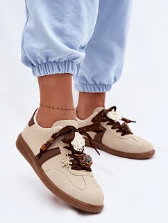 Dámské tenisky s ozdobami béžové Lelora