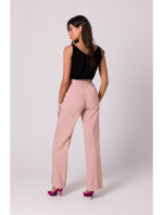 B252 Široké kalhoty s ozdobnými knoflíky - růžové