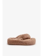 Futrzane Dámské Pantofle Na Silné Podešvi Béžové Lavitera