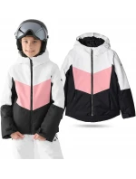 Dívčí zimní bunda JAF545 bílo-černo-růžová - 4F