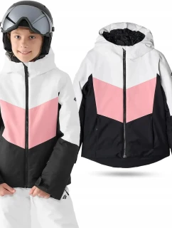 Dívčí zimní bunda JAF545 bílo-černo-růžová - 4F