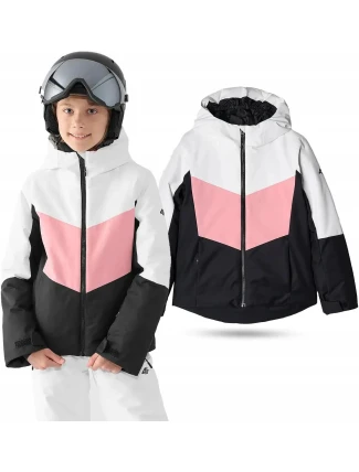 Dívčí zimní bunda JAF545 bílo-černo-růžová - 4F